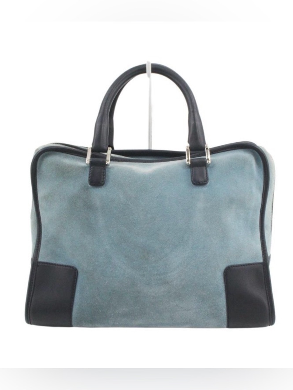 FINAL PRICE Loewe Blue Suede Tote with Black Leather Trim - Picture 3 of 7